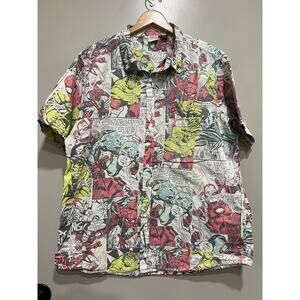 Marvel x Mad Engine Cotton Shirt Comic Strip Reverse Print Sz -2XL